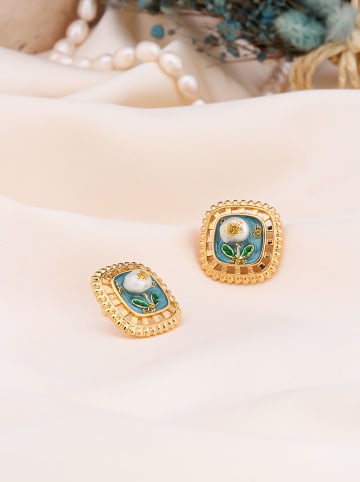 Pierres de Jade Vergulde oorstekers met parels