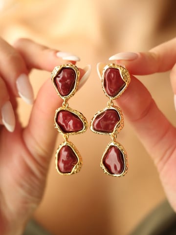 Pierres de Jade Vergulde oorstekers met edelstenen