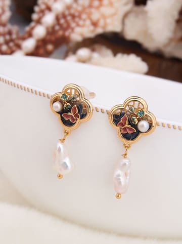 Pierres de Jade Vergulde oorstekers met parels