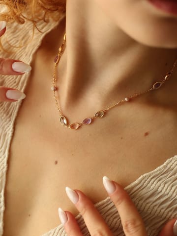 Pierres de Jade Vergulde ketting met sierelementen - (L)50 cm