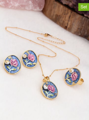 Pierres de Jade 3-delige sieradenset: ketting, oorstekers en ring