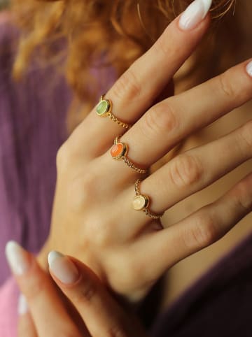 Pierres de Jade 3er-Set: Vergold. Ringe mit Edelsteinen