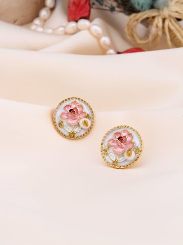 Pierres de Jade Vergulde oorstekers met parels