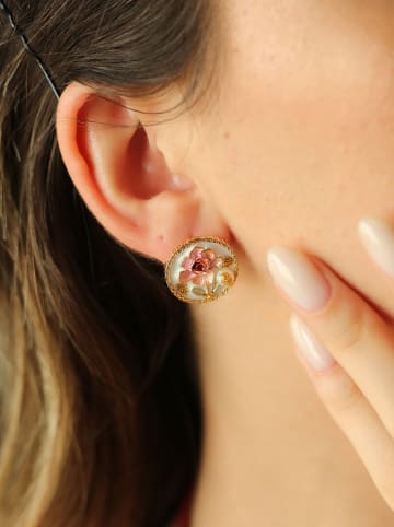 Pierres de Jade Vergold. Ohrstecker mit Perlen