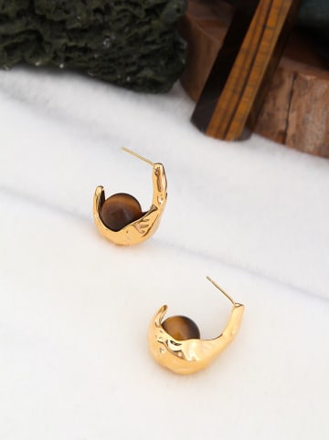 Pierres de Jade Vergold. Ohrstecker mit Edelsteinen