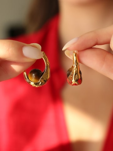 Pierres de Jade Vergold. Ohrstecker mit Edelsteinen