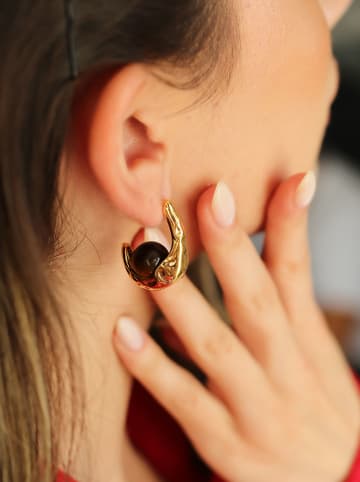 Pierres de Jade Pozłacane kolczyki-wkrętki z tygrysim okiem