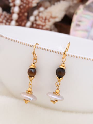 Pierres de Jade Pozłacane kolczyki-wkrętki z masą perłową