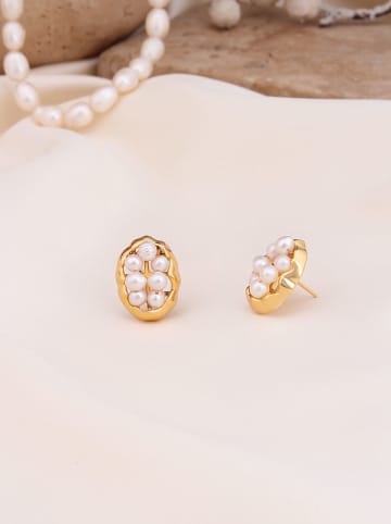 Pierres de Jade Vergold. Ohrstecker mit Perlen