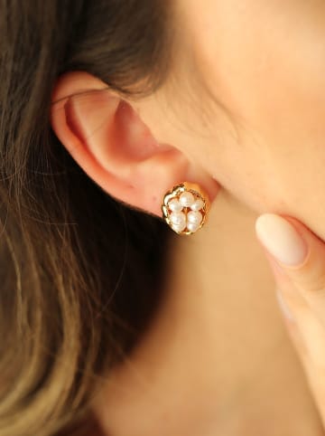 Pierres de Jade Vergulde oorstekers met parels