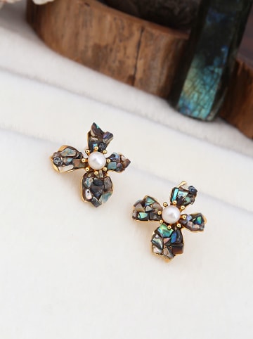 Pierres de Jade Vergulde oorstekers met parels