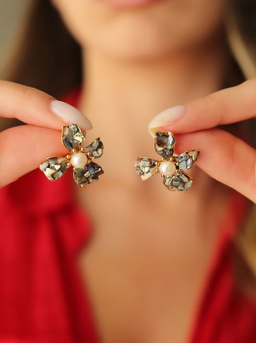 Pierres de Jade Vergulde oorstekers met parels