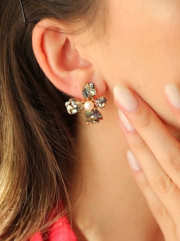 Pierres de Jade Vergulde oorstekers met parels