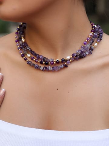 Pierres de Jade Pozłacany naszyjnik z elementami ozdobnymi - dł. 50 cm