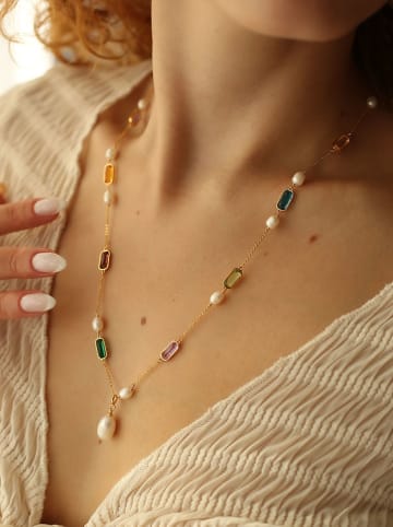 Pierres de Jade Vergulde ketting met sierelementen - (L)50 cm