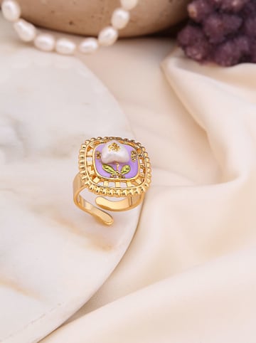 Pierres de Jade Vergulde ring met parels