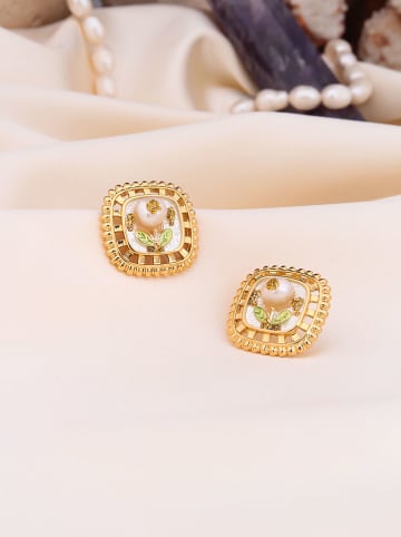 Pierres de Jade Vergold. Ohrstecker mit Perlen