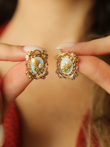 Pierres de Jade Vergold. Ohrstecker mit Perlen