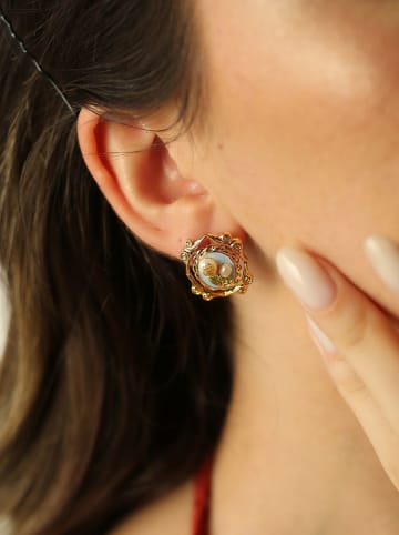 Pierres de Jade Vergulde oorstekers met parels