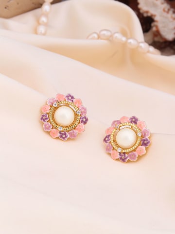 Pierres de Jade Vergold. Ohrstecker mit Perlen und Edelsteinen