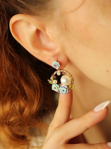 Pierres de Jade Vergulde oorstekers met parels en edelstenen