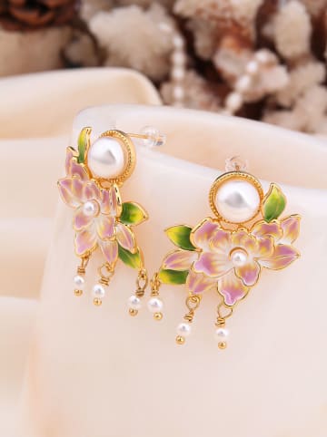 Pierres de Jade Vergold. Ohrstecker mit Perlen