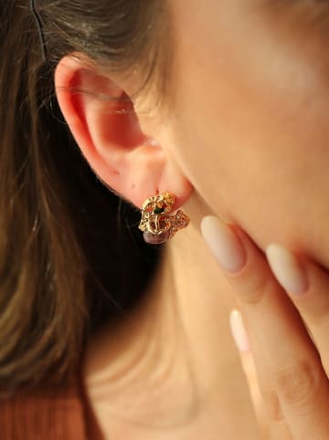 Pierres de Jade Pozłacane kolczyki-wkrętki z ametystami