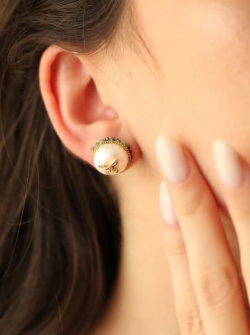 Pierres de Jade Vergulde oorstekers met parels en edelstenen