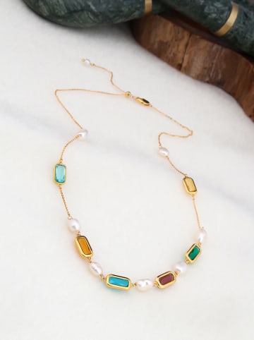 Pierres de Jade Vergulde ketting met sierelementen - (L)50 cm