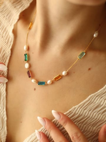 Pierres de Jade Vergulde ketting met sierelementen - (L)50 cm