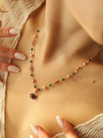 Pierres de Jade Vergulde ketting met sierelementen - (L)50 cm