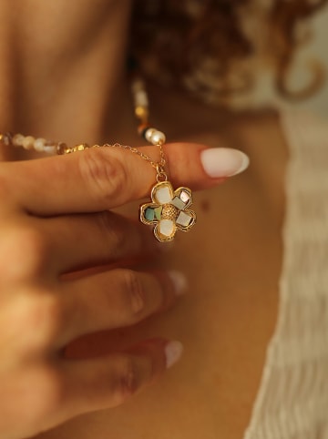 Pierres de Jade Vergulde ketting met sierelementen - (L)50 cm