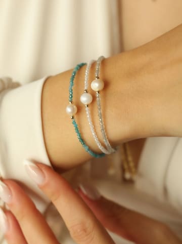 Pierres de Jade 3-delige set: vergulde armband met parels en kristallen