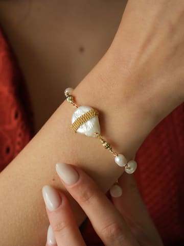 Pierres de Jade Vergold. Armkette mit Perlen