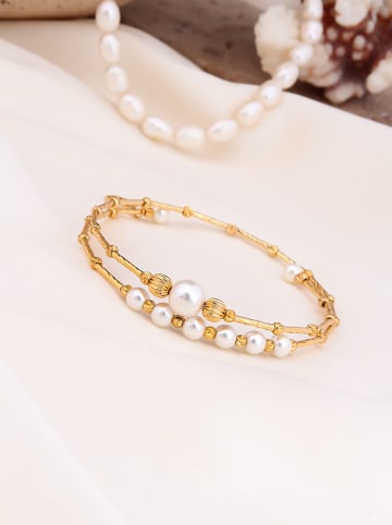 Pierres de Jade Vergold. Armspange mit Perlen