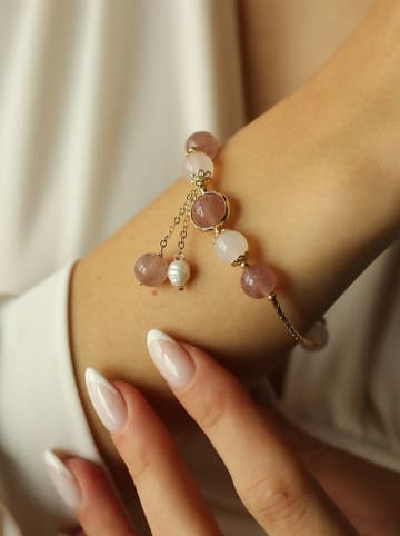 Pierres de Jade Vergold. Armband mit Perlen und Edelsteinen