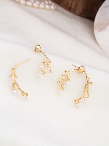 Pierres de Jade Vergulde oorstekers met parels