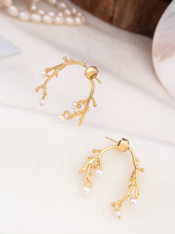 Pierres de Jade Vergold. Ohrstecker mit Perlen