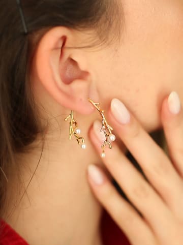 Pierres de Jade Vergold. Ohrstecker mit Perlen