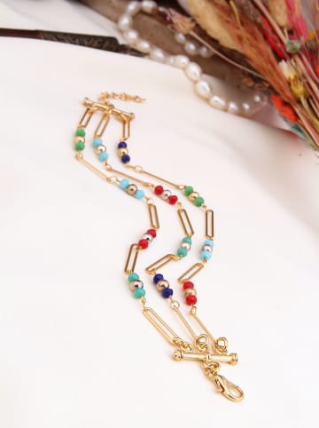 Pierres de Jade Vergulde armband met kristallen