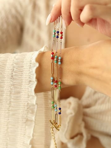 Pierres de Jade Vergulde armband met kristallen