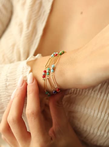 Pierres de Jade Vergulde armband met kristallen