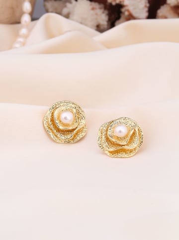 Pierres de Jade Vergulde oorstekers met parels