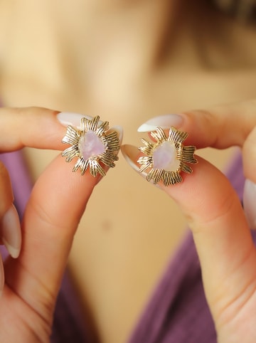 Pierres de Jade Vergold. Ohrstecker mit Edelsteinen