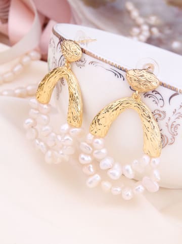 Pierres de Jade Vergulde oorstekers met parels