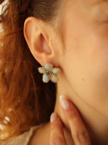 Pierres de Jade Vergold. Ohrstecker mit Edelsteinen