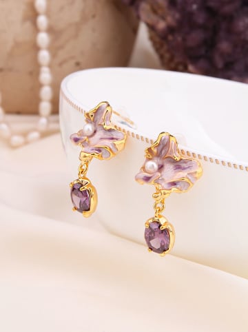 Pierres de Jade Vergulde oorstekers met parels en edelstenen