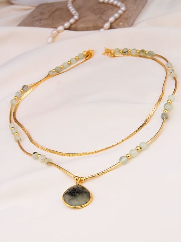 Pierres de Jade Vergulde ketting met sierelementen - (L)47 cm