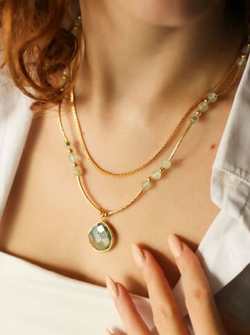 Pierres de Jade Vergulde ketting met sierelementen - (L)47 cm