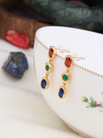 Pierres de Jade Vergold. Ohrstecker mit Edelsteinen